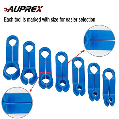 AUPREX 7PCS AC Fuel Line Disconnect Tool Set for Most Ford/GM/Chrysler/Mazda,Includes 1/4 5/16 3/8 1/2 5/8 3/4 7/8 Inch Transmission Oil Cooler Line Quick Disconnect Kit Fuel Line Removal Tool - size: 7 PCS
