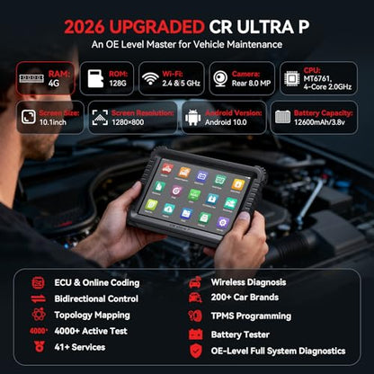 iCarsoft CR Ultra P Bidirectional Scan Tool with ECU Coding Topology Map 41+ Resets, All System Automotive Diagnostic Scanner, Upgraded Ver. of CR Ultra, Full Active Test/CANFD/DoIP/3Years Free Update