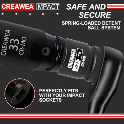 1/2" Female to 1" Male Impact Socket Adapter, 1/2" Impact Socket Adapter for High Torque Applications, Heavy-Duty Chrome Molybdenum Alloy Steel - size: 1/2" Female to 1" Male