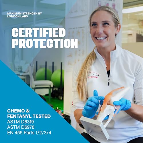 London Labs Synsafe 4 Mil - Blue Nitrile Exam Gloves –Disposable Latex Free & Powder Free – Extra Strong, Rubber Gloves - size: Large, style: 1000 Count