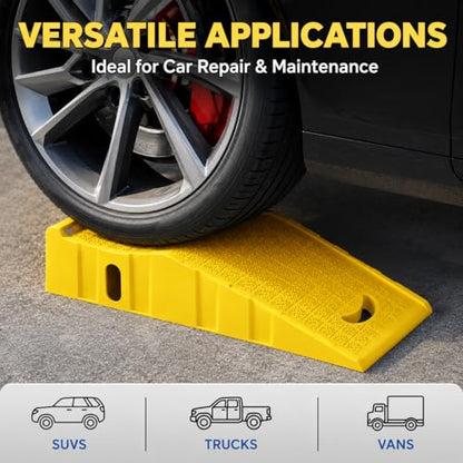 2 Pack Car Ramps 20000 Lbs Portable Truck Service Ramps for Tire Changes，Yellow