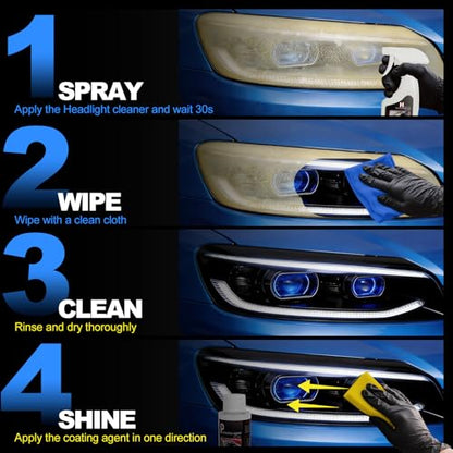Advanced Car Headlight Restoration Kit: Ceramic Headlight Cleaner and Restorer Kit for Automotive Erase Yellowing & Oxidation - Car Light Cleaner Headlight Kit - Covers 4-5 Vehicle Treatments