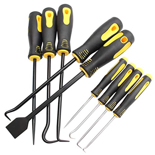 10Pcs Mechanic Pick Set Mechanic Precision Hook Picks Tools Set with Scraper Pick Hook Puller Remover Hose Removal Tool Automotive and Electronic Hand Tool