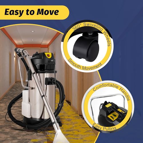 40L/11Gal Commercial Carpet Cleaning Machine 3 in 1 Carpet Extractor Portable Carpet Shampoo Machine Stainless Steel Carpet Cleaner Machine Wet Dry Shampoo Vacuum Cleaner for Car Detailing