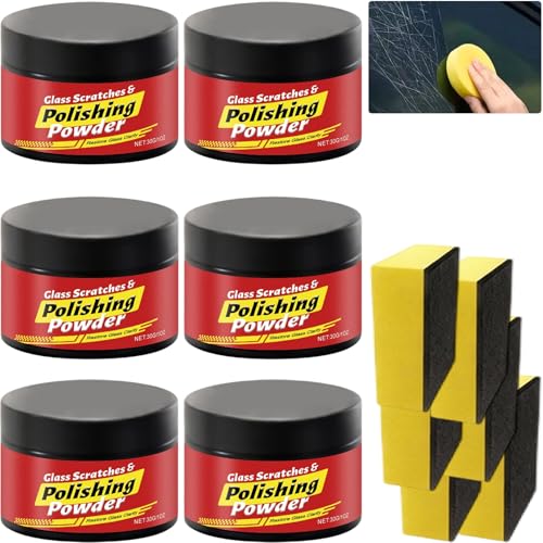 Glass Scratch Remover Kit, Windscreen Scratch Repair for Car Windshield, Home Glass Polishing Powder Compound, Removes Scratches, Swirls, Water Spots from Windows Mirrors (6Pcs) - color: 6Pcs