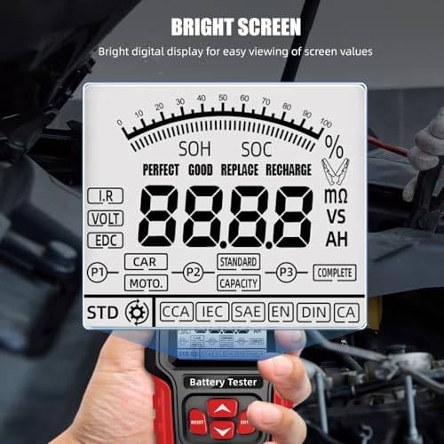 Car Battery Tester 24V 12V Load Tester，3~400AH, 40-2000CCA, Digital Automotive Battery Analyzer for Car Truck Motorcycle ATV SUV Boat Yacht