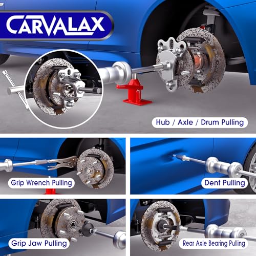 CARVALAX 12-Way Slide Hammer Puller Set | Auto Repair Kit for Hub, Bearing, Gear & Axle Extractor, Dent Removal, Heavy Duty 23-Piece w/Case - size: 12-Way
