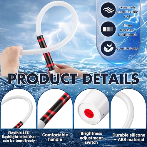 3 Pcs 29" Bendable LED Flashlight Stick Rechargeable Flexible Work Light Stick with a Pair of Gloves High Lumen & 3 Brightness Modes 360° Rotate for Car Repairs Mechanical Inspection - size: 29 inches