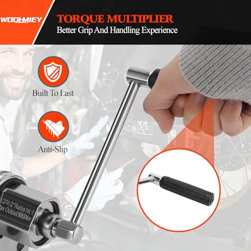 Torques Multiplier Wrench Kit, 1/2in Drive 1:16 Heavy Duty Lug Nut Remover. with 17 19 21 22mm Sockets,Carrying Case for Changing Tires, Swivel Wrench Included