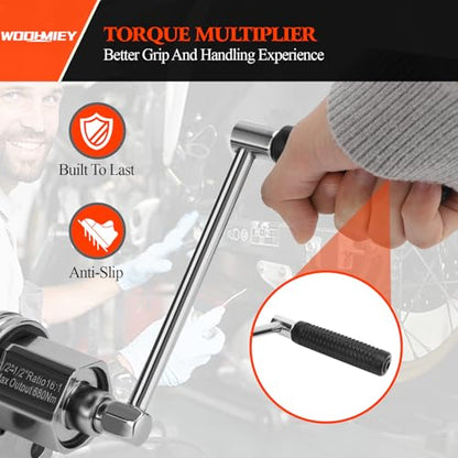 Torques Multiplier Wrench Kit, 1/2in Drive 1:16 Heavy Duty Lug Nut Remover. with 17 19 21 22mm Sockets,Carrying Case for Changing Tires, Swivel Wrench Included