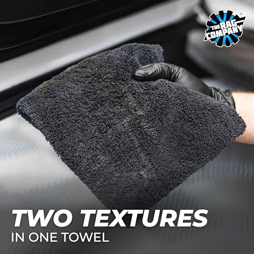 The Rag Company - Creature Edgeless Auto Detailing Towels (10-Pack) Professional 70/30 Blend, Dual-Pile Plush Microfiber, Buffing & Polishing, 420gsm, 16in x 16in, Black - color: Black