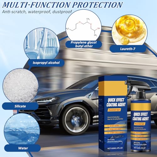Advanced Car Quick-Acting Coating Agent Spray, Scratch Wax Polish Waterless Wash, Quick Effective Coating Spray, Car Coating Sprays Cleaning Kit, Oil Film Emulsion Glass Cleaner