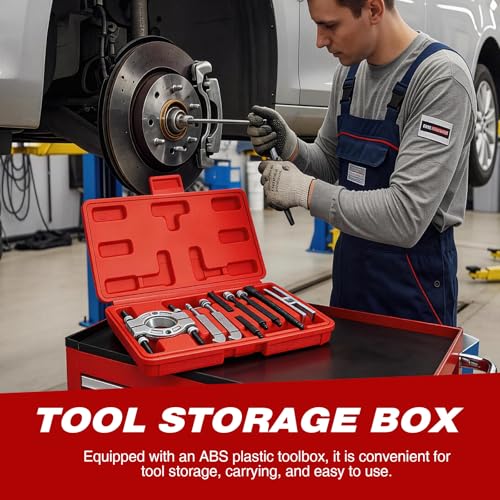 9PCS Heavy Duty Bearing Separator Puller Kit, Portable Wheel Bearing Removal Tool Set with ABS Storage Case