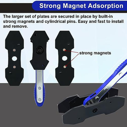 JoyFans Brake Caliper Compression Tool Set, Automotive Quad Disc Pistion Ratchet Ratcheting Press Tool, Car Brake Pads Retractor Compressor with 4PCS Spreader Plates for Brake Pump Adjustment - color: Blue Handle