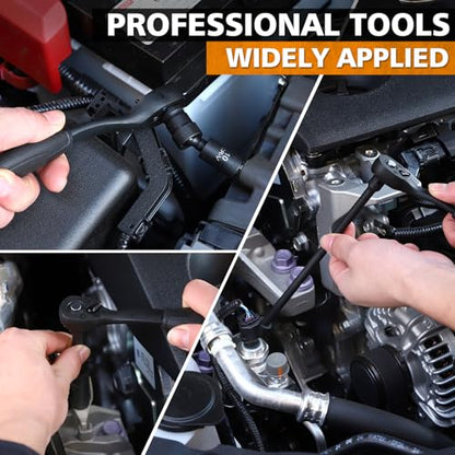 1/4" Drive Impact 56-Piece Socket Set, Standard SAE (5/32 to 9/16 inch) & Metric (4-15mm), 6 Points, CR-V, 1/4-Inch Drive Ratchet Handle, Drive Extension Bar & Impact Universal Joint with Case - style: 1/4" 56-Piece Impact Socket Set