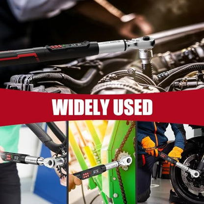 VANPO 3/8 Digital Angle Torque Wrench 2.2-44.2 Ft.lb, ±2% Accuracy | 3-60 Nm Electronic Torque Wrench, Buzzer LED Vibration Alarm, Perfect for Engine, Spark Plug, Carbon Fiber Bike & Motorcycle - size: 2.2-44.2 ft.lb/3-60 N.m (3/8-Inch)