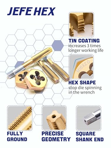 JEFE HEX 86pcs SAE & Metric Tap and Die Set for Coarse and Fine Threads, Creating or Repairing Internal Threads and External Threads with Storage Case - size: 86PCS