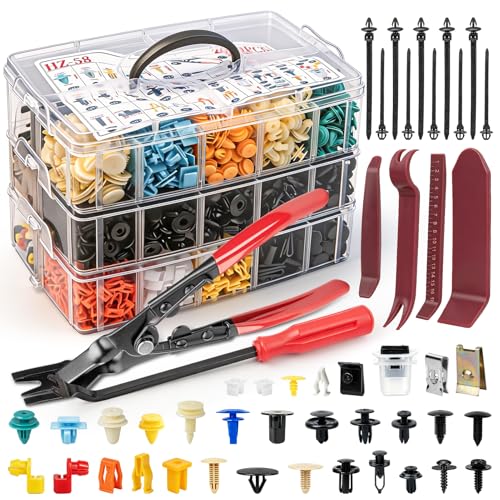 2080PCS Automotive Retainer Clips& Trim Removal Tools,32 Universal Sizes Push Type Rivets Fasteners,Door Panel Clips for Car Bumper, Fender,Door Panel and Interior Repair for Ford,Toyota,Chevy,Honda - size: 2080 PCS