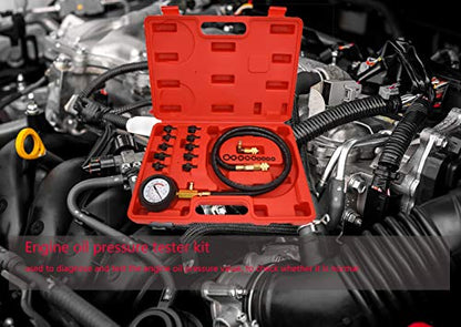 Oil Pressure Tester Kit, 0-140 PSI Engine Oil Pressure Tester Gauge Tool Kit for Cars ATVs Trucks Use.