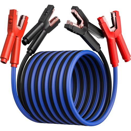 Heavy Duty Jumper Cables, 0 Gauge 30 Feet 1000Amp Automotive Booster Cables for 12V & 24V Cars, SUVs and Trucks, Jumper Cables Kit with Carry Bag (0AWG x 30Ft) - size: 0 Gauge 30FT