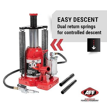 AFF 30 Ton Bottle Jack - Manual & Air Assist Hydraulic Jack for Lifting Heavy Trucks & Equipment - Super Duty - size: 30 Ton Capacity, style: Standard Profile