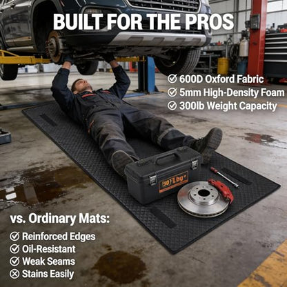 Rolling Creeper Mat, 60"x28" Under Car Repair Pad with Storage Bag, Foldable Low-Profile Mechanics Mat for SUVs, Trucks & Low Clearance Cars, Waterproof & Easy Clean Garage Floor Magical Rolling Mat