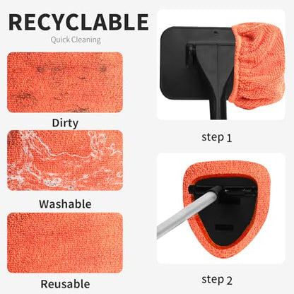 XINDELL 5 Pack Windshield Cleaner Microfiber Pads – Replacement Heads Cover for Xindell Tools. Washable & Reusable 5.7" W Triangle Pads (Red). Fits Window Reach Tool - Handle Not Included - color: Crimson Orange