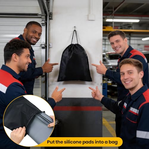 8 Pcs Oil Drip Pan For Under Car Set,With Raised Edge,and 5 Large Oil Absorbent Pads, Storage Pouch & Gloves, Waterproof No Splatter Reusable Oil Tray,27 X 27 In Oil Spill Mat For Garage Floor