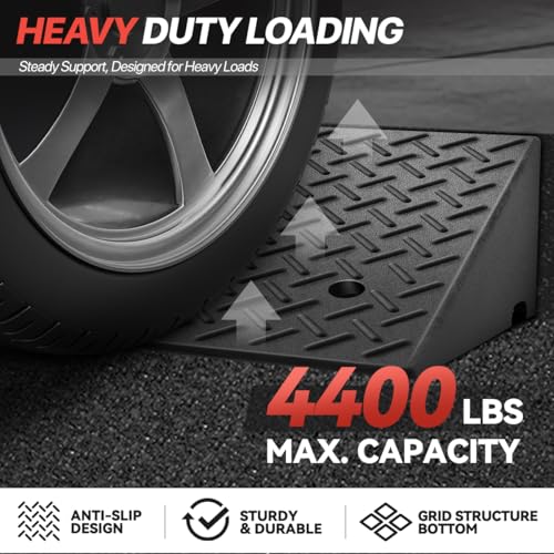 Rubber Curb Ramp, 7.9" Rise, For Forklift, Car, Wheelchair & Bike, Driveway & Garage Threshold Bridge - size: 7.9" Rise