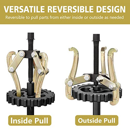 MOFEEZ 8" 3 Jaw Gear Bearing Puller Removal Tool for Slide Gears, Pulley, and Flywheel（Gold）