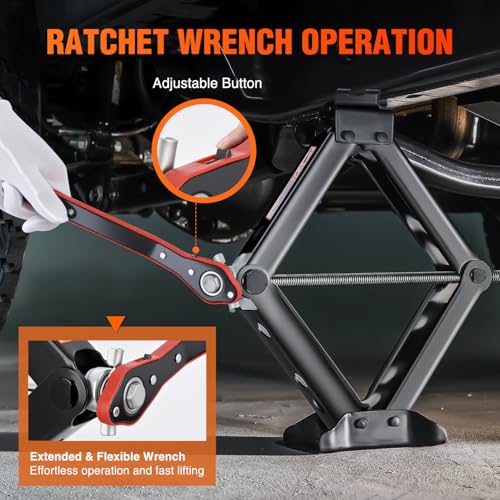 Nilight Scissor Jack for Car 1.5 Ton(3307 lbs), Heavy Duty Steel Scissor Lift Jack Car Kit with Ratchet Wrench for Sedan SUV MPV Tire Changing, 3.9''-13.6'' Lifting Range Portable Small Jack Black - size: 1.5T with Ratchet Wrench, Black