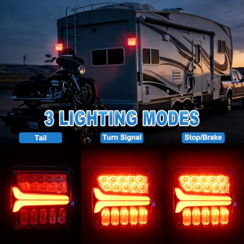 NeaLia CD033 Magnetic Wireless Trailer Lights, LED Tow Light Kit | Rechargeable, IP67 Waterproof, Brake/Turn/Running Signal for Truck, RV, Camper, Boat, Caravan - color: Amber