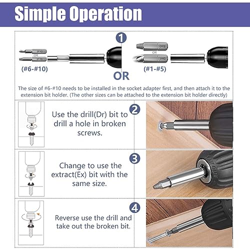 Yakamoz 22Pcs Mini Damaged Screw Extractor Kit Small Stripped Screws Remover Easy Out Broken Bolt Extractor Rusty Screw Removal Tool with Magnetic Extension Bit Holder & Socket Adapter