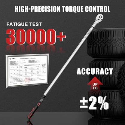 VANPO Digital Torque Wrench 3/4-Inch, 37–737 ft-lb. for Heavy Equipment | ±2% Accuracy, Electronic Torque Wrench with LED, Buzzer & Vibration Alert for Wind Turbine, Mining Equipment & Industrial - size: 3/4-inch 37-737 Ft-lb/50-1000 Nm