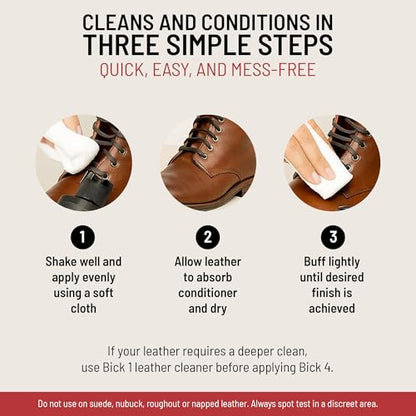 Bick 4 Leather Conditioner & Cleaner, Won't Darken Boots, Couch, Bags 2 oz | Made in USA, For Shoes, Furniture, Jackets, Auto Interiors, Apparel & Accessories - size: 2 oz