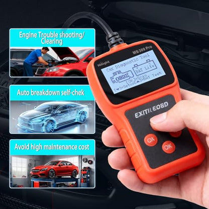 Nilight MS309pro Classic Universal OBD2 Scanner - Upgraded 2.4" Screen Car Engine Fault Code Reader - Reliable CAN Diagnostic Scan Tool to Read and Clear Error Codes Fast, All Vehicles After 1996 - color: E