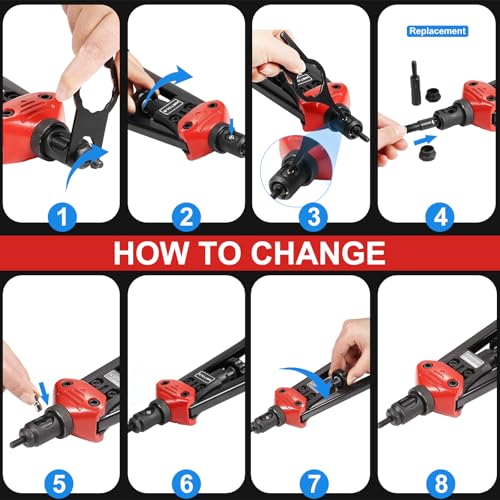 WETOLS Rivet Nut Tool Kit, 16'' Rivnut Tool with 11 Metric and SAE Mandrels | Professional Hand Riveter with 110Pcs Rivnuts Assortment Kit, Manual Rivet Nut Gun with Rugged Carry Case, WE-889 - size: 16" rivet nut tool with 11 mandrels