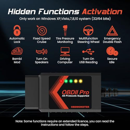 ELM327 OBD2 Adapter Compatible with F150 F250 and More, for MS/HS CAN Automatically Switch, OBDII Diagnostic Scanner via USB for Windows only - color: OBD2 Adapter