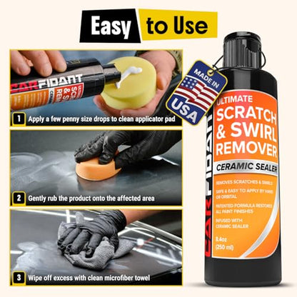 Carfidant Scratch and Swirl Remover - Car Scratch Remover for Vehicles Paint - Polishing Compound for Cars with Pad and Towel - Cutting and Buffing Compound for Paint Restorer - style: Scratch Remover Kit with towel