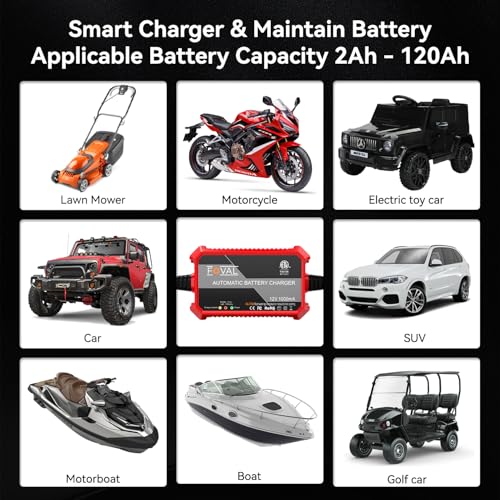 Foval Automatic Trickle Battery Charger 12V 1000mA Smart Battery Charger - size: 1A