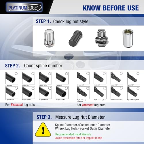 PlatinumEdge Lug Nut Key Set, 16 Pieces SAE & Metric Wheel Lock Removal Tool Kit, Cr-Mo Steel