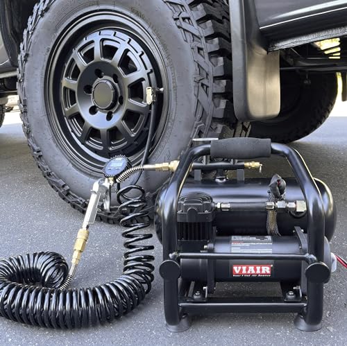 VIAIR 380C Plug-N-Play Compressor, 12V, 1.5 gallon tank, 200 PSI Rated with Alligator Clamps, for nailing, air tools, tire inflation - style: Battery Clamps