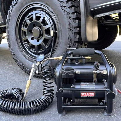 VIAIR 380C Plug-N-Play Compressor, 12V, 1.5 gallon tank, 200 PSI Rated with Alligator Clamps, for nailing, air tools, tire inflation - style: Battery Clamps