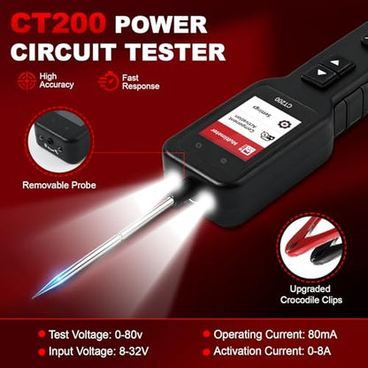 Power Circuit Probe,Colour screen12-24V DC Car Electrical System Diagnostic Test Tool,Electrical Short Open Breaker Circuit Finderand Component Activated，with Multimeter Mode