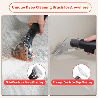 Upholstery Carpet Cleaner, MUJERBAY UltraHeat 12Kpa Portable Spot & Stain, Move with Universal Wheels & Handle, 1.18-inch Deep Cleaning Machine for Couch, Stairs, Car & Pet Messes.