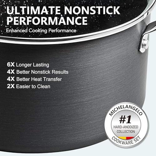 MICHELANGELO 3 Quart Saucepan with Lid, Hard Anodized Nonstick Sauce Pan with Strainer Lid & Pour Spouts for Easy Pour, Granite Derived Coating Sauce Pan for Cooking, Small Pot - 3 Qt Saucepan - size: 3 Quarts