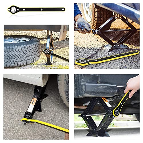 Auto Jack Ratchet Wrench of Labor-Saving Desigh, Car Jack and Lug Wrench, Handle Scissor Jack, Garage Tire Wheel Lug Wrench, for Motorcycle, Car, SUV and Other Vehicles.
