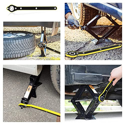 Auto Jack Ratchet Wrench of Labor-Saving Desigh, Car Jack and Lug Wrench, Handle Scissor Jack, Garage Tire Wheel Lug Wrench, for Motorcycle, Car, SUV and Other Vehicles.
