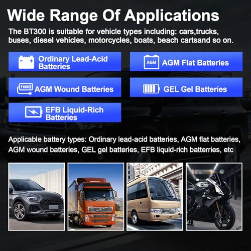 Car Battery Tester, Topdiag BT300 12V Automotive Alternator Tester, 20-2000 CCA Battery Load Tester for Cranking & Charging System, Analyzer for Car/Truck/Motorcycle/Boat