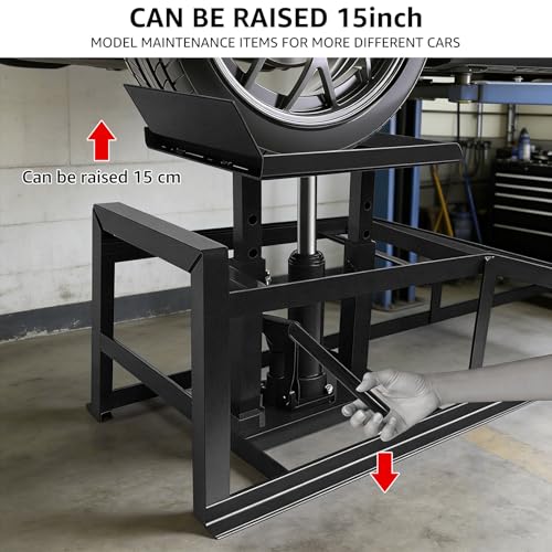 Hydraulic Car Ramps, 2-Pack 11000LBS Capacity, Adjustable 9.3-14 Inch Low Profile Design with Anti-Slip Surface for Oil Change on Cars, SUVs, Trucks (Black)